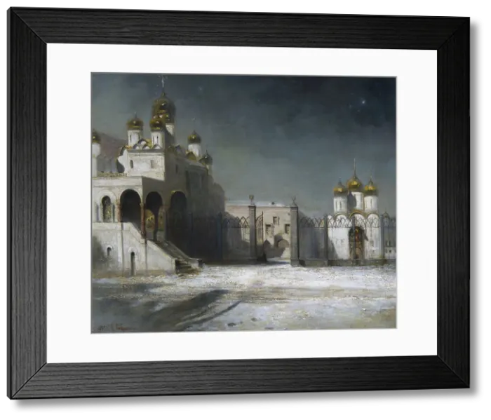 Framed Print : The Cathedral Square in the Moscow Kremlin at Night, 1878. Artist: Savrasov, Alexei Kondratyevich (1830-1897) Framed Print : The Cathedral Square in the Moscow Kremlin at Night, 1878. Artist: Savrasov, Alexei Kondratyevich (1830-1897)