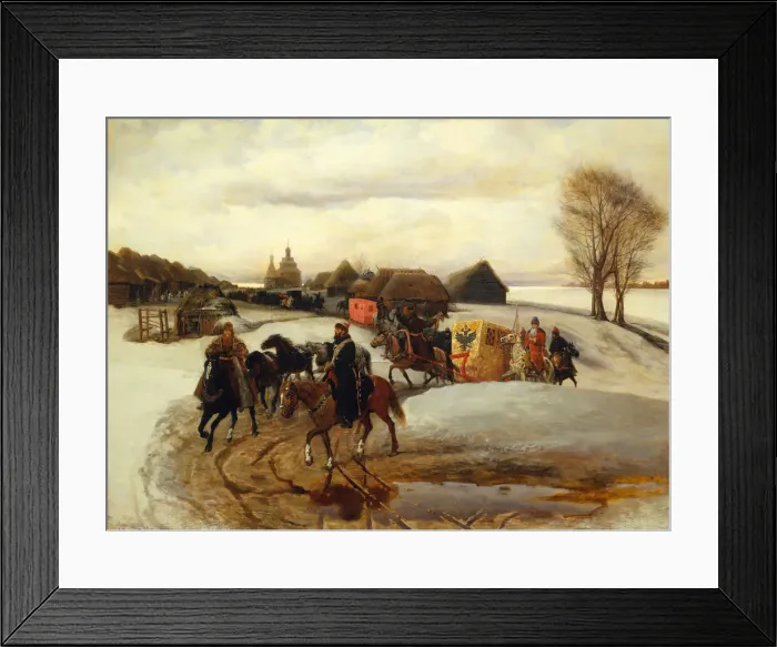 Framed Print : The Spring Pilgrimage of the Tsarina at the Time of Tsar Alexis I Mikhailovich, 1868. Artist: Schwarz, Vyacheslav Grigoryevich (1838-1869) Framed Print : The Spring Pilgrimage of the Tsarina at the Time of Tsar Alexis I Mikhailovich, 1868. Artist: Schwarz, Vyacheslav Grigoryevich (1838-1869)