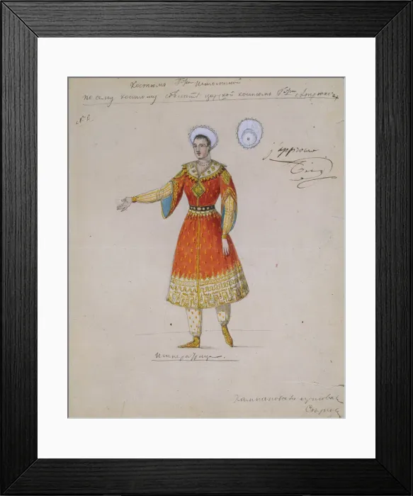 Framed Print : Costume design for the ballet Tsarina Syuyumbeki by A. Blanche, 1832. Artist: Serkov (Early 19th cen. ) Framed Print : Costume design for the ballet Tsarina Syuyumbeki by A. Blanche, 1832. Artist: Serkov (Early 19th cen. )
