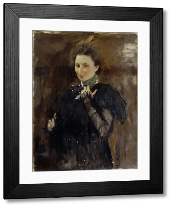Framed Print : Portrait of Mara Oliv (1870-1963), 1895. Artist: Serov, Valentin Alexandrovich (1865-1911) Framed Print : Portrait of Mara Oliv (1870-1963), 1895. Artist: Serov, Valentin Alexandrovich (1865-1911)