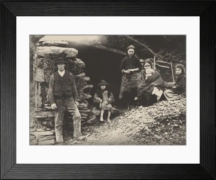 Framed Print : The Great Famine. A family at the ruins of their house in Killarney, 1888 Framed Print : The Great Famine. A family at the ruins of their house in Killarney, 1888