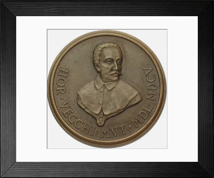 Framed Print : Orazio Vecchi (1550-1605) Commemorative 400th Birthday Medal, 1950 Framed Print : Orazio Vecchi (1550-1605) Commemorative 400th Birthday Medal, 1950