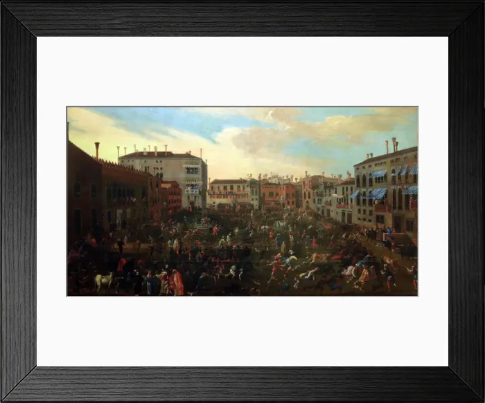 Framed Print : Bull Hunting in Campo San Polo (Caccia ai tori in Campo San Polo), ca 1640-1645 Framed Print : Bull Hunting in Campo San Polo (Caccia ai tori in Campo San Polo), ca 1640-1645