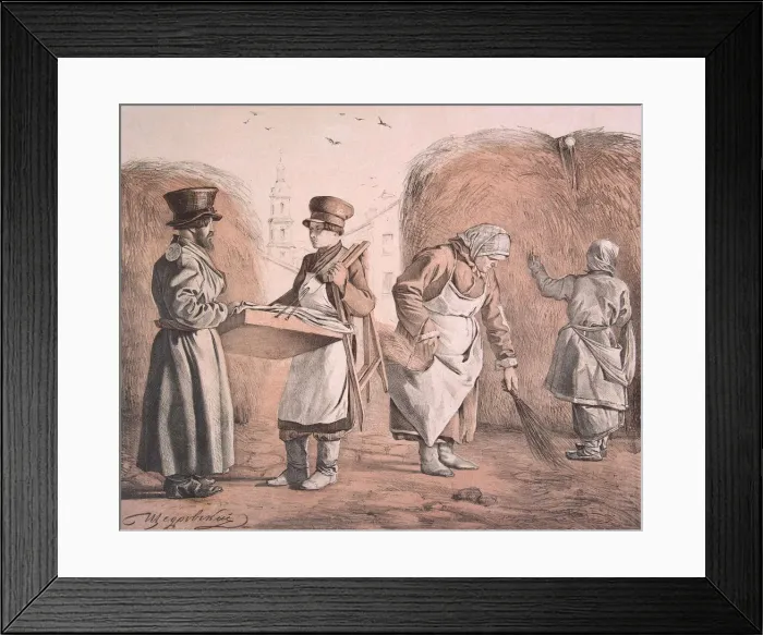 Framed Print : Street Pedlar of Pies and Coachman (From the Series These Are Our People), 1842. Artist: Shchedrovsky, Ignati Stepanovich (1815-1870) Framed Print : Street Pedlar of Pies and Coachman (From the Series These Are Our People), 1842. Artist: Shchedrovsky, Ignati Stepanovich (1815-1870)
