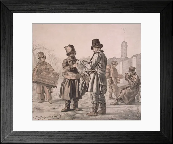 Framed Print : Street Sbiten Seller (From the Series These Are Our People), 1842. Artist: Shchedrovsky, Ignati Stepanovich (1815-1870) Framed Print : Street Sbiten Seller (From the Series These Are Our People), 1842. Artist: Shchedrovsky, Ignati Stepanovich (1815-1870)