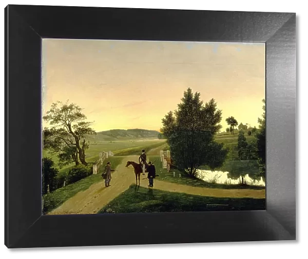Landscape with hunters. Artist: Shchedrovsky, Ignati Stepanovich (1815-1870)