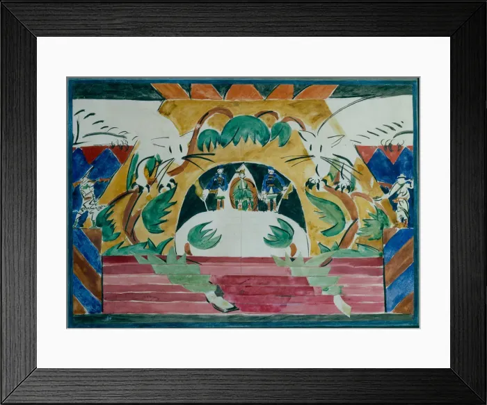 Framed Print : Stage design for the theatre play Tsar Maksemyan by A. Remizov, 1909. Artist: Shkolnik, Iosiph Solomonovich (1883-1926) Framed Print : Stage design for the theatre play Tsar Maksemyan by A. Remizov, 1909. Artist: Shkolnik, Iosiph Solomonovich (1883-1926)