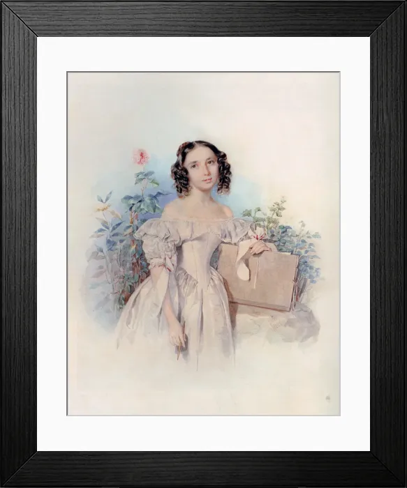 Framed Print : Portrait of Princess Helen Biron von Curland, nee Meshcherskaya (1818-1843), 1830s. Artist: Sokolov, Pyotr Fyodorovich (1791-1848) Framed Print : Portrait of Princess Helen Biron von Curland, nee Meshcherskaya (1818-1843), 1830s. Artist: Sokolov, Pyotr Fyodorovich (1791-1848)