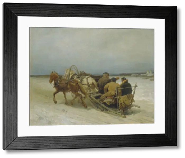 Framed Print : Troika in Winter, 1880s. Artist: Sokolov, Pyotr Petrovich (1821-1899) Framed Print : Troika in Winter, 1880s. Artist: Sokolov, Pyotr Petrovich (1821-1899)