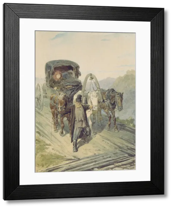 Framed Print : Troika, 1866. Artist: Sokolov, Pyotr Petrovich (1821-1899) Framed Print : Troika, 1866. Artist: Sokolov, Pyotr Petrovich (1821-1899)