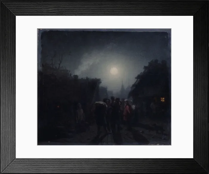 Framed Print : Before a Tavern. Night scene, 1860s-1870s. Artist: Solomatkin, Leonid Ivanovich (1837-1883) Framed Print : Before a Tavern. Night scene, 1860s-1870s. Artist: Solomatkin, Leonid Ivanovich (1837-1883)
