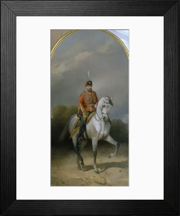 Framed Print : Portrait of the Emperor Alexander III (1845-1894) in the Uniform of the Hussar regiment of the Leib Guard, 1881. Artist: Sverchkov, Nikolai Yegorovich (1817-1898) Framed Print : Portrait of the Emperor Alexander III (1845-1894) in the Uniform of the Hussar regiment of the Leib Guard, 1881. Artist: Sverchkov, Nikolai Yegorovich (1817-1898)