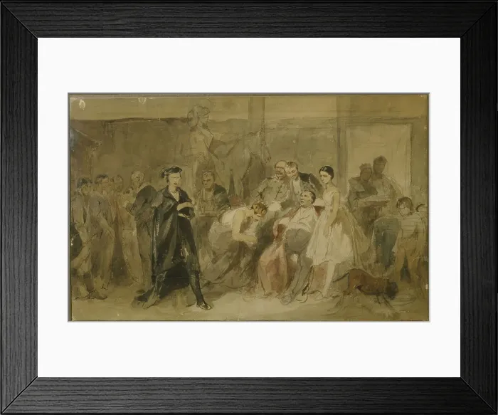 Framed Print : Behind the curtain in the serf theatre. Artist: Trutovsky, Konstantin Alexandrovich (1826-1893) Framed Print : Behind the curtain in the serf theatre. Artist: Trutovsky, Konstantin Alexandrovich (1826-1893)