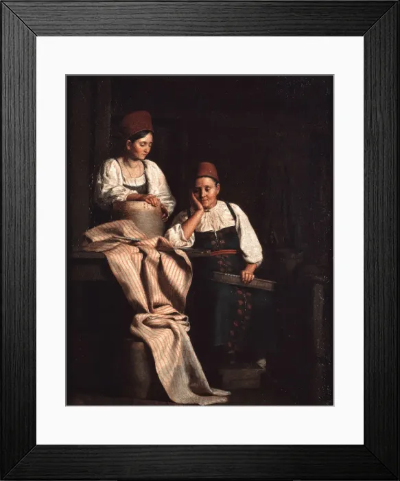 Framed Print : Weavers. Artist: Tyranov, Alexei Vasilyevich (1808-1859) Framed Print : Weavers. Artist: Tyranov, Alexei Vasilyevich (1808-1859)