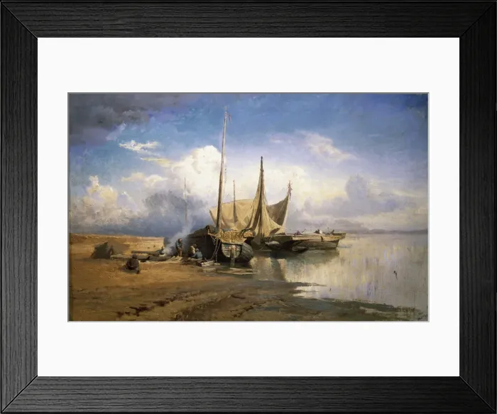 Framed Print : View of the Volga. Boats, 1870. Artist: Vasilyev, Fyodor Alexandrovich (1850-1873) Framed Print : View of the Volga. Boats, 1870. Artist: Vasilyev, Fyodor Alexandrovich (1850-1873)