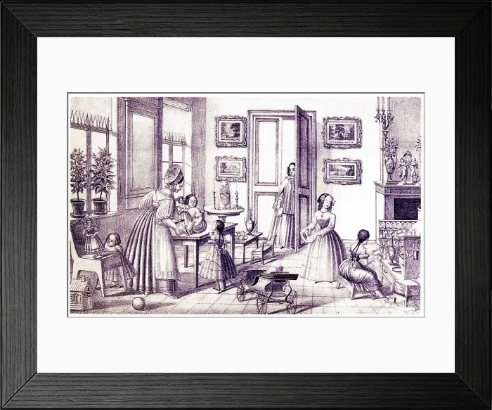 Framed Print : Childrens Room, Early 19th cen Artist: Vdovichev, P. (active First Half of 19th cen. ) Framed Print : Childrens Room, Early 19th cen Artist: Vdovichev, P. (active First Half of 19th cen. )