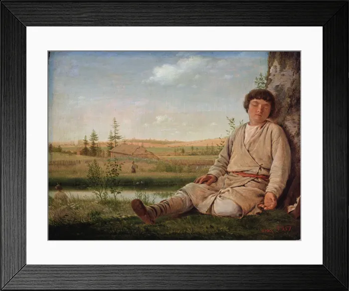 Framed Print : Sleeping Shepherd Boy, 1823. Artist: Venetsianov, Alexei Gavrilovich (1780-1847) Framed Print : Sleeping Shepherd Boy, 1823. Artist: Venetsianov, Alexei Gavrilovich (1780-1847)