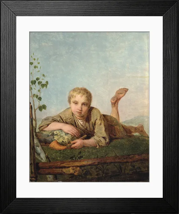 Framed Print : Shepherd Boy with a Pipe, 1820s. Artist: Venetsianov, Alexei Gavrilovich (1780-1847) Framed Print : Shepherd Boy with a Pipe, 1820s. Artist: Venetsianov, Alexei Gavrilovich (1780-1847)
