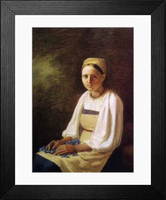 Framed Print : A Peasant Girl with cornflowers, 1820s. Artist: Venetsianov, Alexei Gavrilovich (1780-1847) Framed Print : A Peasant Girl with cornflowers, 1820s. Artist: Venetsianov, Alexei Gavrilovich (1780-1847)