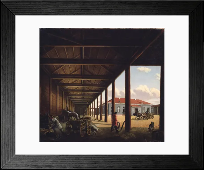 Framed Print : Stagecoach Station. Artist: Venetsianova, Alexandra Alexeyevna (1816-1882) Framed Print : Stagecoach Station. Artist: Venetsianova, Alexandra Alexeyevna (1816-1882)