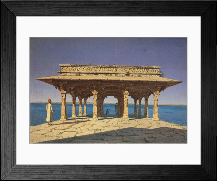 Framed Print : Evening at the Lake (Jaipur District of Rajasthan state, India), 1874. Artist: Vereshchagin, Vasili Vasilyevich (1842-1904)