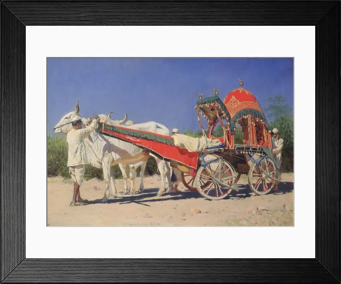 Framed Print : Vehicle of a Rich Family in Delhi, 1874-1876. Artist: Vereshchagin, Vasili Vasilyevich (1842-1904) Framed Print : Vehicle of a Rich Family in Delhi, 1874-1876. Artist: Vereshchagin, Vasili Vasilyevich (1842-1904)