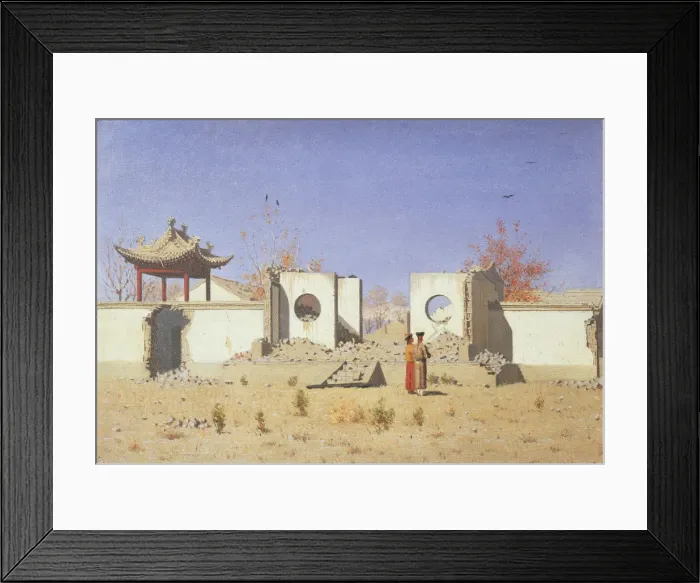 Framed Print : A Chinese Temple Ruin in Akkent, 1869-1870. Artist: Vereshchagin, Vasili Vasilyevich (1842-1904) Framed Print : A Chinese Temple Ruin in Akkent, 1869-1870. Artist: Vereshchagin, Vasili Vasilyevich (1842-1904)