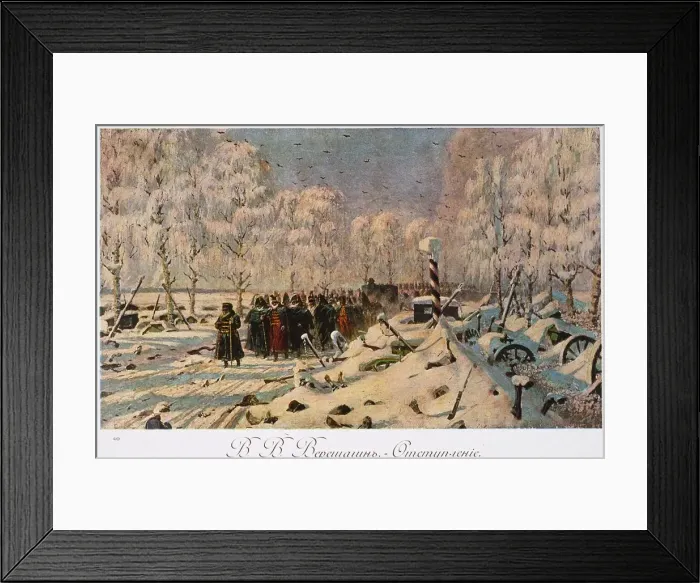 Framed Print : French Retreat from Moscow, 1888-1895. Artist: Vereshchagin, Vasili Vasilyevich (1842-1904) Framed Print : French Retreat from Moscow, 1888-1895. Artist: Vereshchagin, Vasili Vasilyevich (1842-1904)