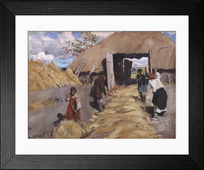 Framed Print : The Threshing, 1916. Artist: Vinogradov, Sergei Arsenyevich (1869-1938) Framed Print : The Threshing, 1916. Artist: Vinogradov, Sergei Arsenyevich (1869-1938)