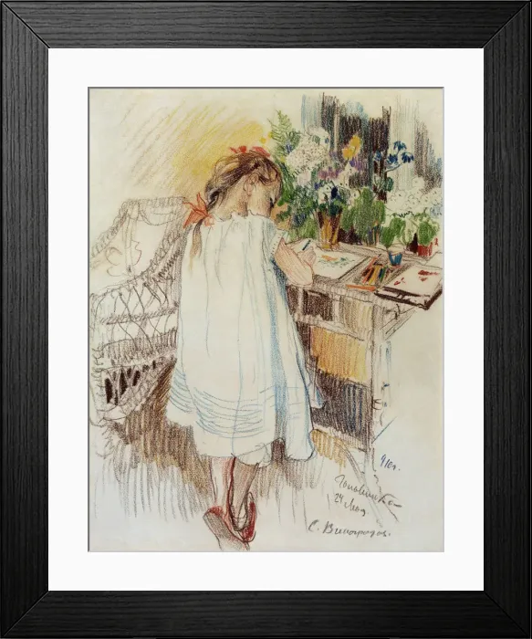Framed Print : A little one, 1910. Artist: Vinogradov, Sergei Arsenyevich (1869-1938) Framed Print : A little one, 1910. Artist: Vinogradov, Sergei Arsenyevich (1869-1938)