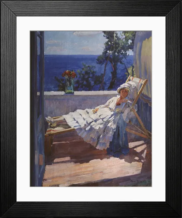 Framed Print : A lady on the balcony, 1916. Artist: Vinogradov, Sergei Arsenyevich (1869-1938) Framed Print : A lady on the balcony, 1916. Artist: Vinogradov, Sergei Arsenyevich (1869-1938)