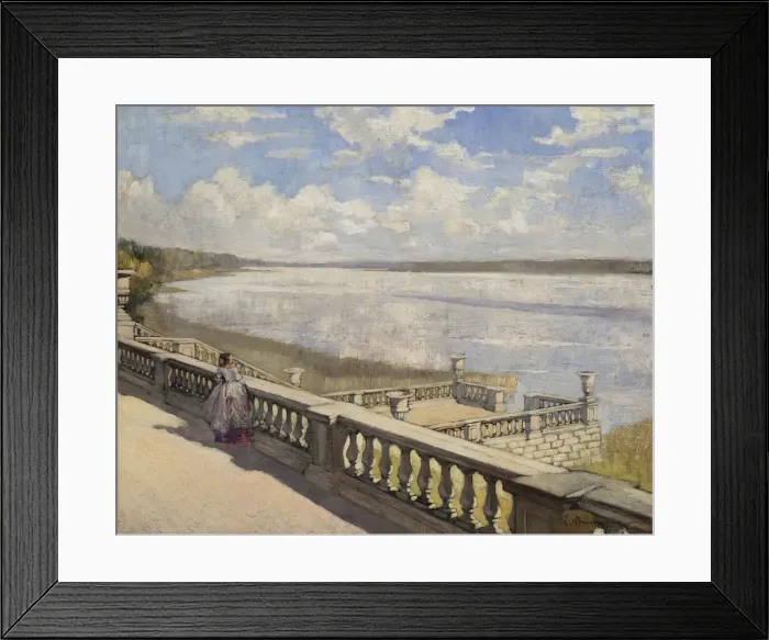 Framed Print : Sunny day. A lady at the balustrade, 1908. Artist: Vinogradov, Sergei Arsenyevich (1869-1938) Framed Print : Sunny day. A lady at the balustrade, 1908. Artist: Vinogradov, Sergei Arsenyevich (1869-1938)
