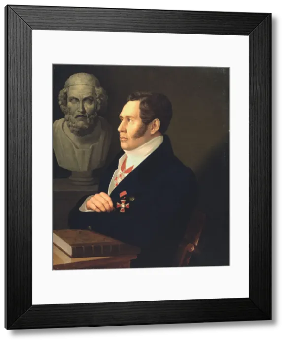 Framed Print : Portrait of the Poet Nikolay Gnedich (1784-1833), 1839. Artist: Vishnevitsky, Mikhail Prokopyevich (1801-1874) Framed Print : Portrait of the Poet Nikolay Gnedich (1784-1833), 1839. Artist: Vishnevitsky, Mikhail Prokopyevich (1801-1874)