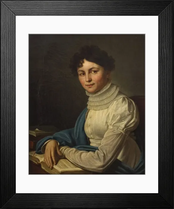 Framed Print : Portrait of the Poetess Anna Bunina (1774-1829), 1825. Artist: Vishnevitsky, Mikhail Prokopyevich (1801-1874) Framed Print : Portrait of the Poetess Anna Bunina (1774-1829), 1825. Artist: Vishnevitsky, Mikhail Prokopyevich (1801-1874)