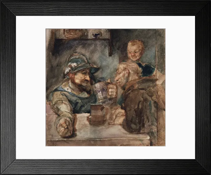 Framed Print : Over a Beer Tankard, 1883. Artist: Vrubel, Mikhail Alexandrovich (1856-1910) Framed Print : Over a Beer Tankard, 1883. Artist: Vrubel, Mikhail Alexandrovich (1856-1910)