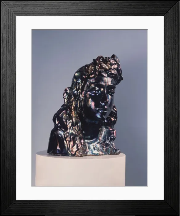 Framed Print : Girls head with a garland, Early 1890s. Artist: Vrubel, Mikhail Alexandrovich (1856-1910) Framed Print : Girls head with a garland, Early 1890s. Artist: Vrubel, Mikhail Alexandrovich (1856-1910)