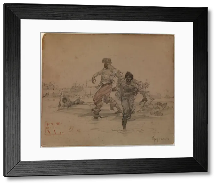 Framed Print : Illustration for the poem The Robber Brothers by Alexander Pushkin, 1881. Artist: Vrubel, Mikhail Alexandrovich (1856-1910) Framed Print : Illustration for the poem The Robber Brothers by Alexander Pushkin, 1881. Artist: Vrubel, Mikhail Alexandrovich (1856-1910)