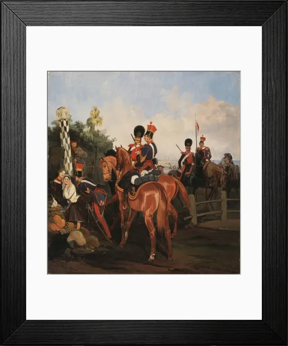 Framed Print : At the Mile Stone, 1859. Artist: Willewalde, Gottfried (Bogdan Pavlovich) (1818-1903) Framed Print : At the Mile Stone, 1859. Artist: Willewalde, Gottfried (Bogdan Pavlovich) (1818-1903)
