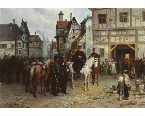 General Blucher with the Cossacks in Bautzen, 1885. Artist: Willewalde, Gottfried (Bogdan Pavlovich) (1818-1903)