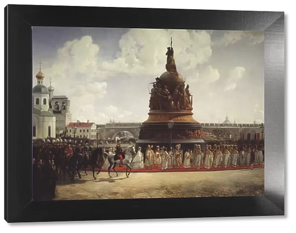 The Consecration of the Monument to the Millennium of Russia in Novgorod on 1862, 1864. Artist: Willewalde, Gottfried (Bogdan Pavlovich) (1818-1903)