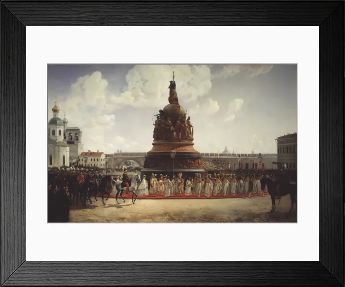 Framed Print : The Consecration of the Monument to the Millennium of Russia in Novgorod on 1862, 1864. Artist: Willewalde, Gottfried (Bogdan Pavlovich) (1818-1903) Framed Print : The Consecration of the Monument to the Millennium of Russia in Novgorod on 1862, 1864. Artist: Willewalde, Gottfried (Bogdan Pavlovich) (1818-1903)