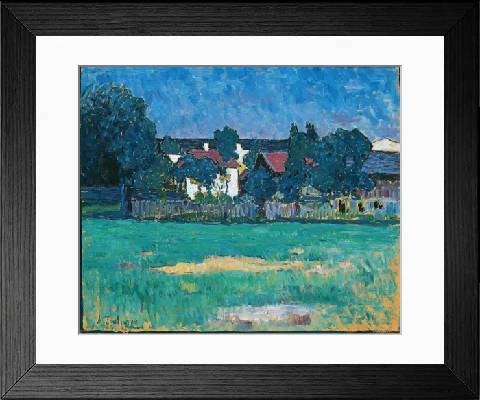 Framed Print : Landscape with houses and meadow at Wasserburg, 1907 Framed Print : Landscape with houses and meadow at Wasserburg, 1907