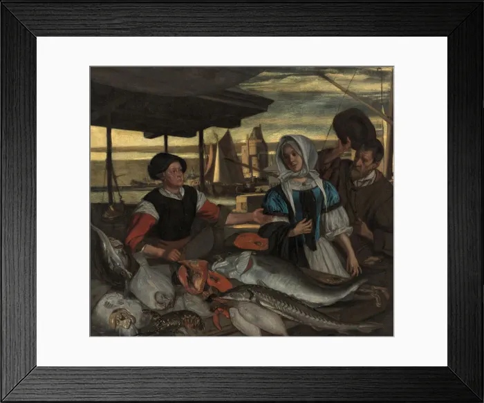 Framed Print : Fish market at evening, ca 1672 Framed Print : Fish market at evening, ca 1672