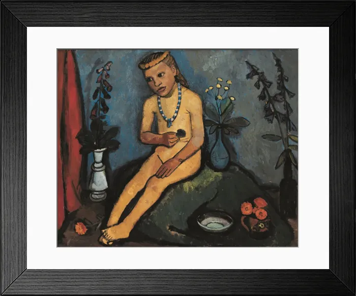 Framed Print : Seated Nude Girl with Flower Vases, 1906-1907 Framed Print : Seated Nude Girl with Flower Vases, 1906-1907