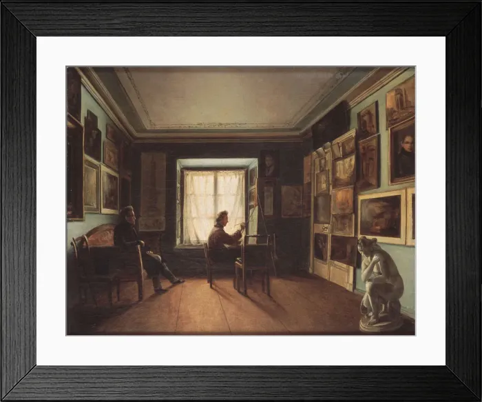 Framed Print : The Painters Studio, 1820s. Artist: Zaytsev, Nikita (1787-1828) Framed Print : The Painters Studio, 1820s. Artist: Zaytsev, Nikita (1787-1828)