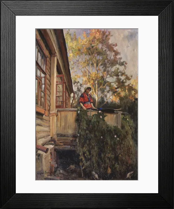 Framed Print : On the balcony, 1912. Artist: Zaytsev, Matvei Markovich (1880-1940) Framed Print : On the balcony, 1912. Artist: Zaytsev, Matvei Markovich (1880-1940)