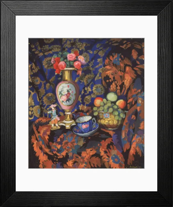 Framed Print : Still life with porcelain and flowers, 1913. Artist: Zaytsev, Nikolai Semyonovich (1885-1938) Framed Print : Still life with porcelain and flowers, 1913. Artist: Zaytsev, Nikolai Semyonovich (1885-1938)