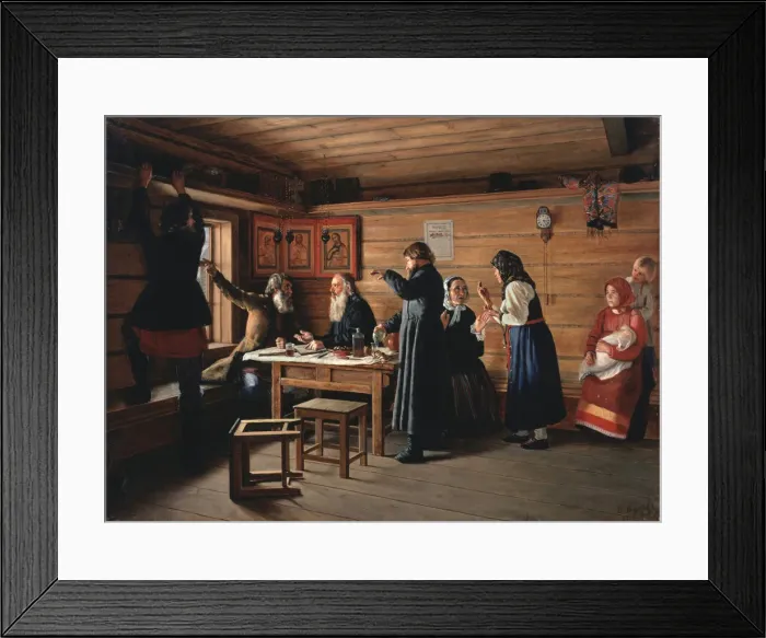 Framed Print : Religious controversy, 1867. Artist: Zhukov, Dmitri Yegorovich (1841-1903) Framed Print : Religious controversy, 1867. Artist: Zhukov, Dmitri Yegorovich (1841-1903)