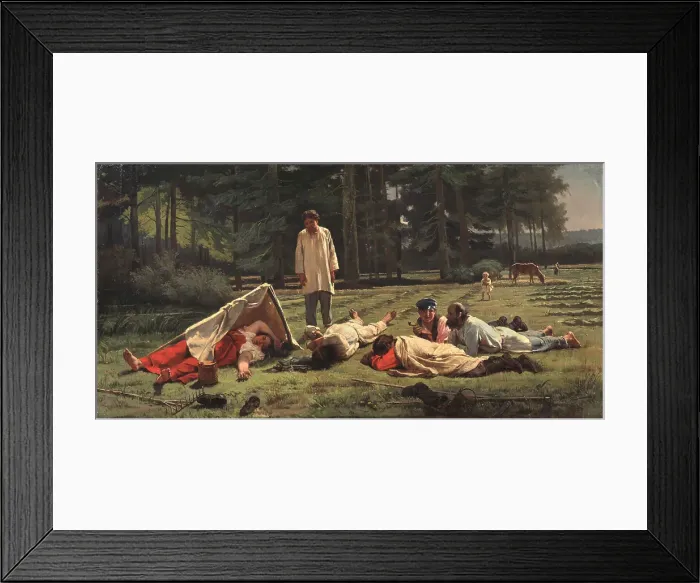 Framed Print : Rest at the Hay Harvest, 1887. Artist: Zhuravlev, Firs Sergeevich (1836-1901) Framed Print : Rest at the Hay Harvest, 1887. Artist: Zhuravlev, Firs Sergeevich (1836-1901)
