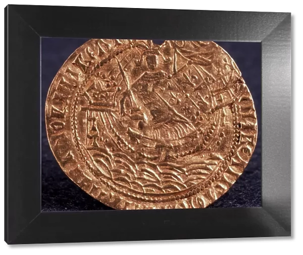 Coin (Korabelnik) of Tsar Ivan III (Reverse: Ruler on his ship), 1471-1490. Artist: Numismatic, Russian coins